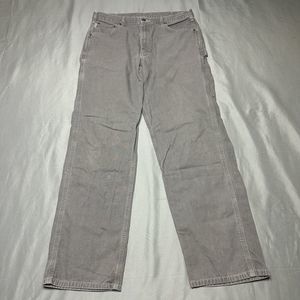 Carhartt Pants Men 36x33 B159 Gray Cargo Hammer Carpenter Work Chore